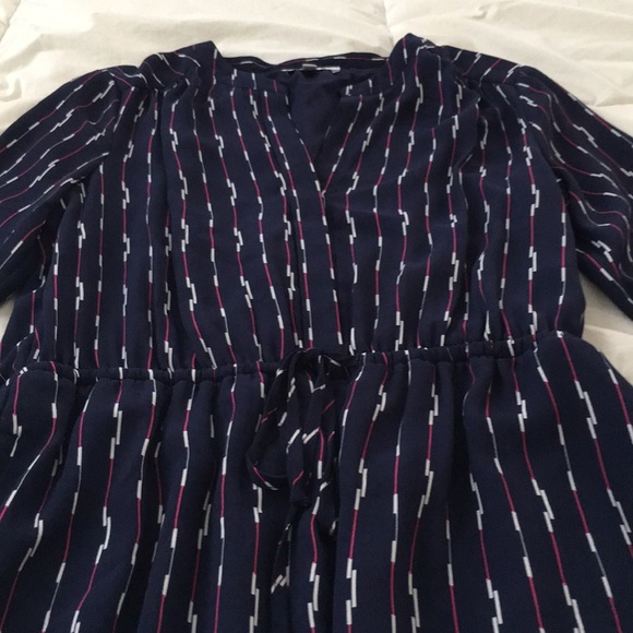 Navy dress with white and pink print - Picture 3 of 6